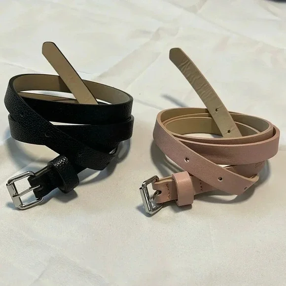 MADDEN GIRL NWOT Thin Leather Belt Set Pink and Black, Size L - Picture 1 of 7